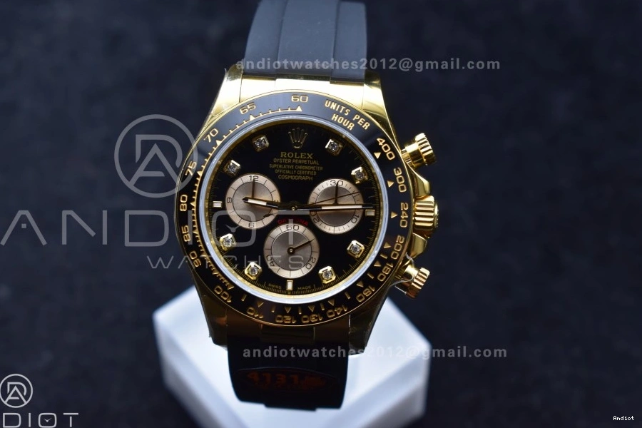 Oysterflex Edition 126518 SH4131 Best on (Weighted) V6 Diamonds Daytona QF Strap 1:1 YG Dial Black 0403